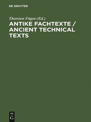 cover image of Antike Fachtexte / Ancient Technical Texts